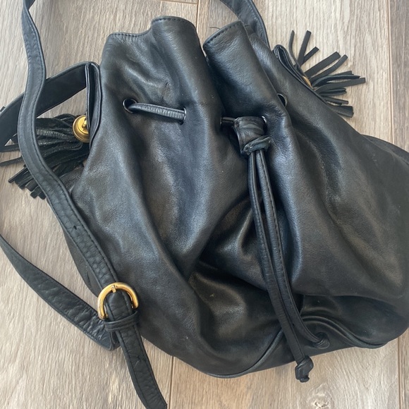 VINTAGE ROBINSON'S leather Bucket drawstring bag - Picture 7 of 10